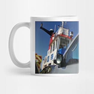 A dog travelling on the ferry from Jura, Scotland Mug